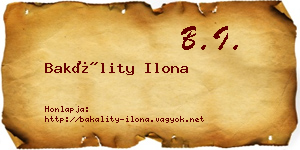 Bakálity Ilona névjegykártya